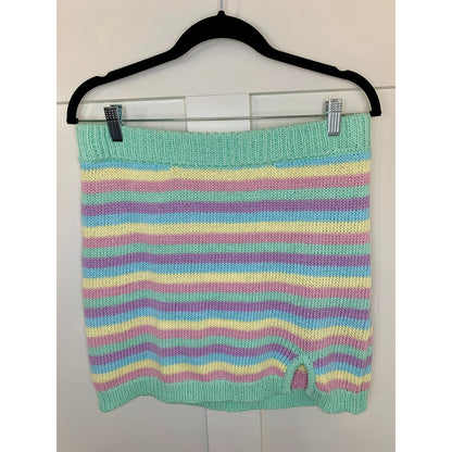 Show Me Your Mumu 3 Piece Nineties Knit Set in Pastel Dream Size M/L Striped