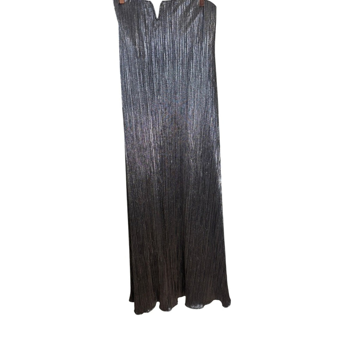 Show Me Your Mumu  Metallic Pleated Strapless Maxi Dress Large V-Notch Gown