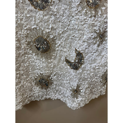 Show Me Your Mumu White Sequin Celestial Sun Moon Maxi Skirt Beaded