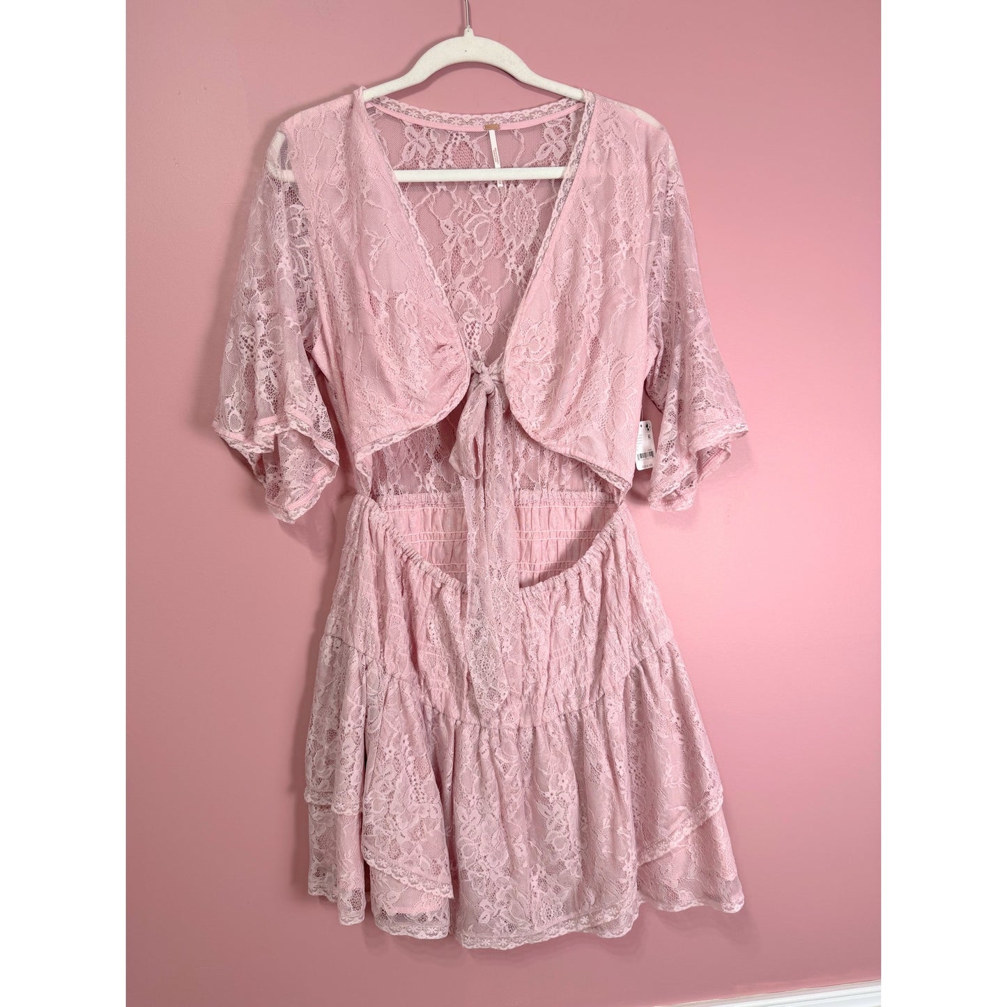 Free People LaLa Lace Mini Dress Blush Pink XS
