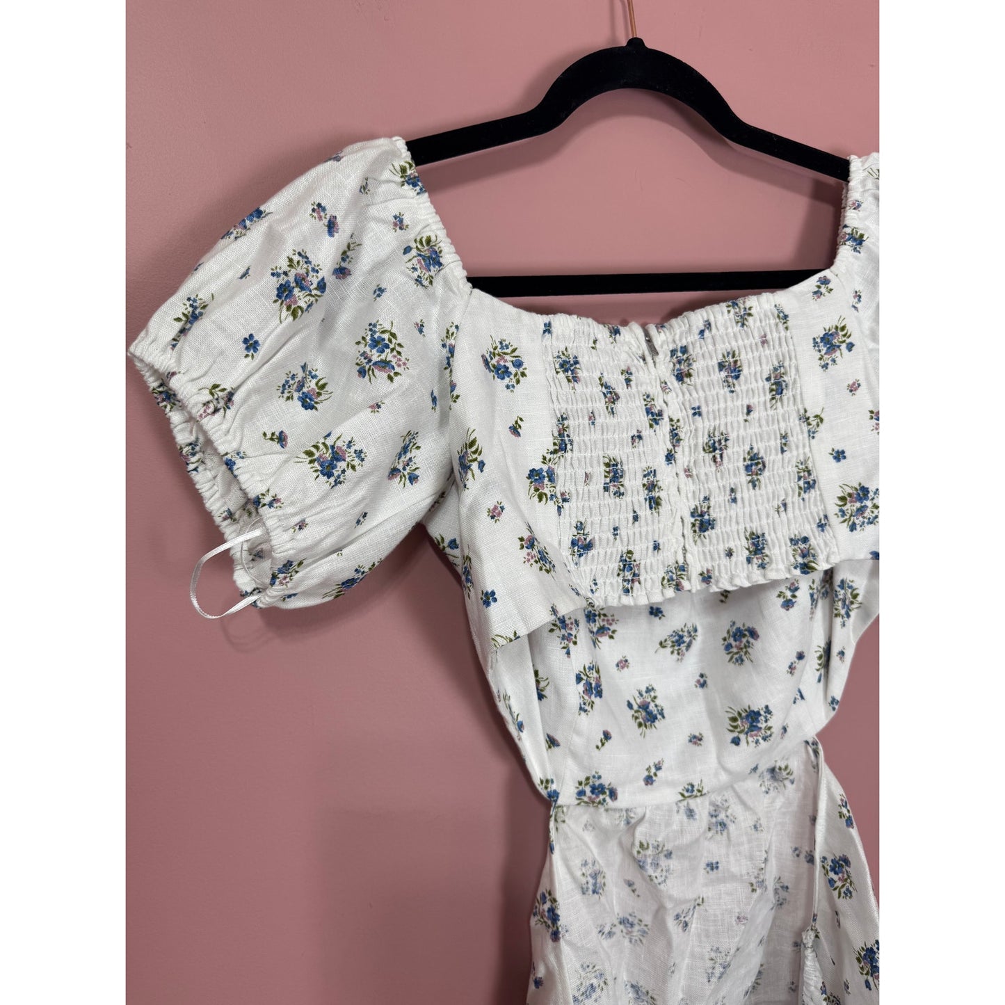 NEW NWT Reformation Emilia White Floral Mini Linen Cut Out Dress Size 10