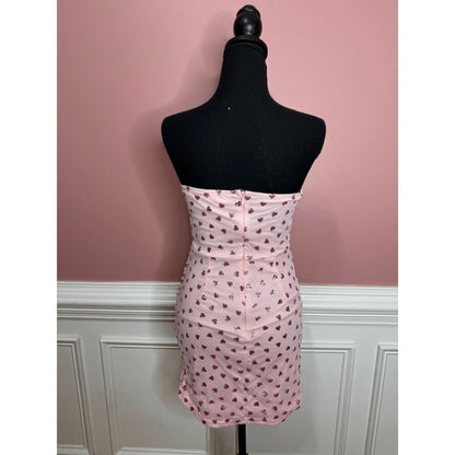 Superdown Fifi‎ Mesh Mini Dress in Pink Hearts Glitter Size Small Zip Back Lined