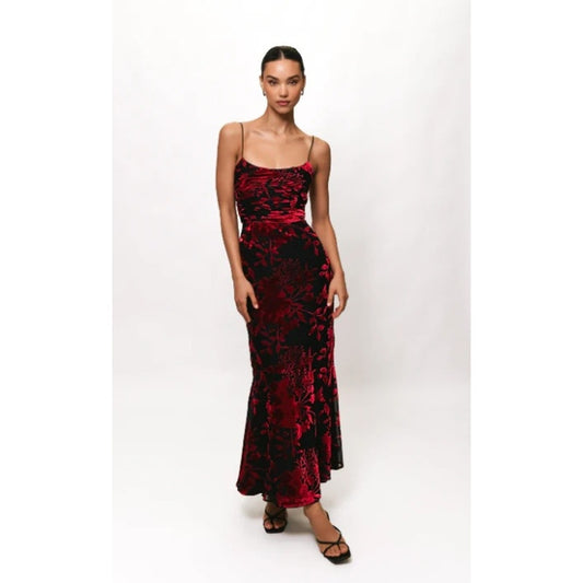 NEW NWT Hutch Anthropologie Tylia Floral Velvet Midi Dress Size 10