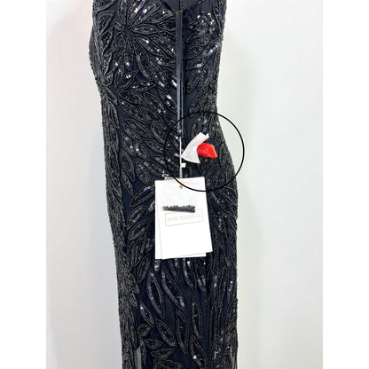 Mac Duggal Embellished Leaf Beaded Gown Black Size 6