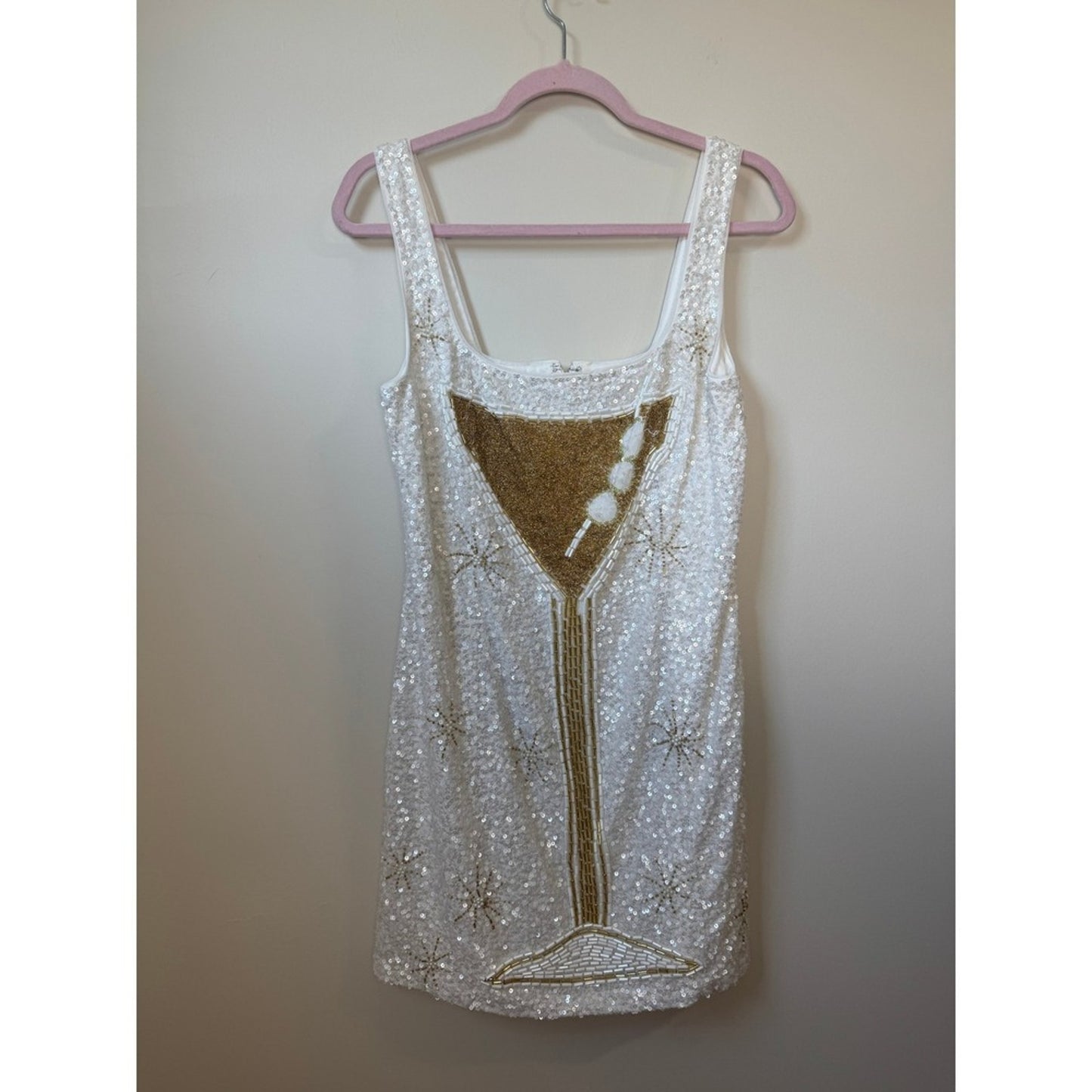 Show Me Your Mumu Martini Mini Dress White Sequin Beaded Cocktail Party Large