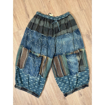 Jaded Gypsy Patchwork Denim Harem Pants Boho Festival Cropped Casual
