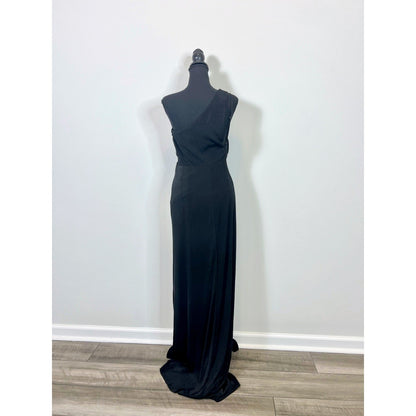 Katie May A Cut Above Gown Maxi Dress Black Medium One Shoulder Stretch Lined