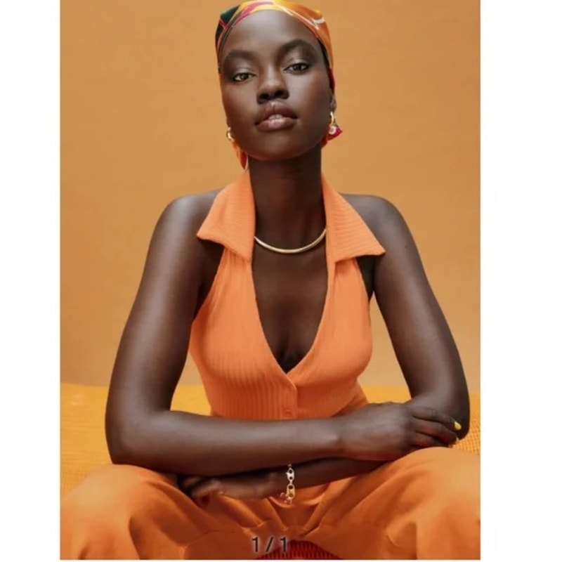 NEW NWT Reformation Bryleigh Knit Halter Top Tangerine Size Large