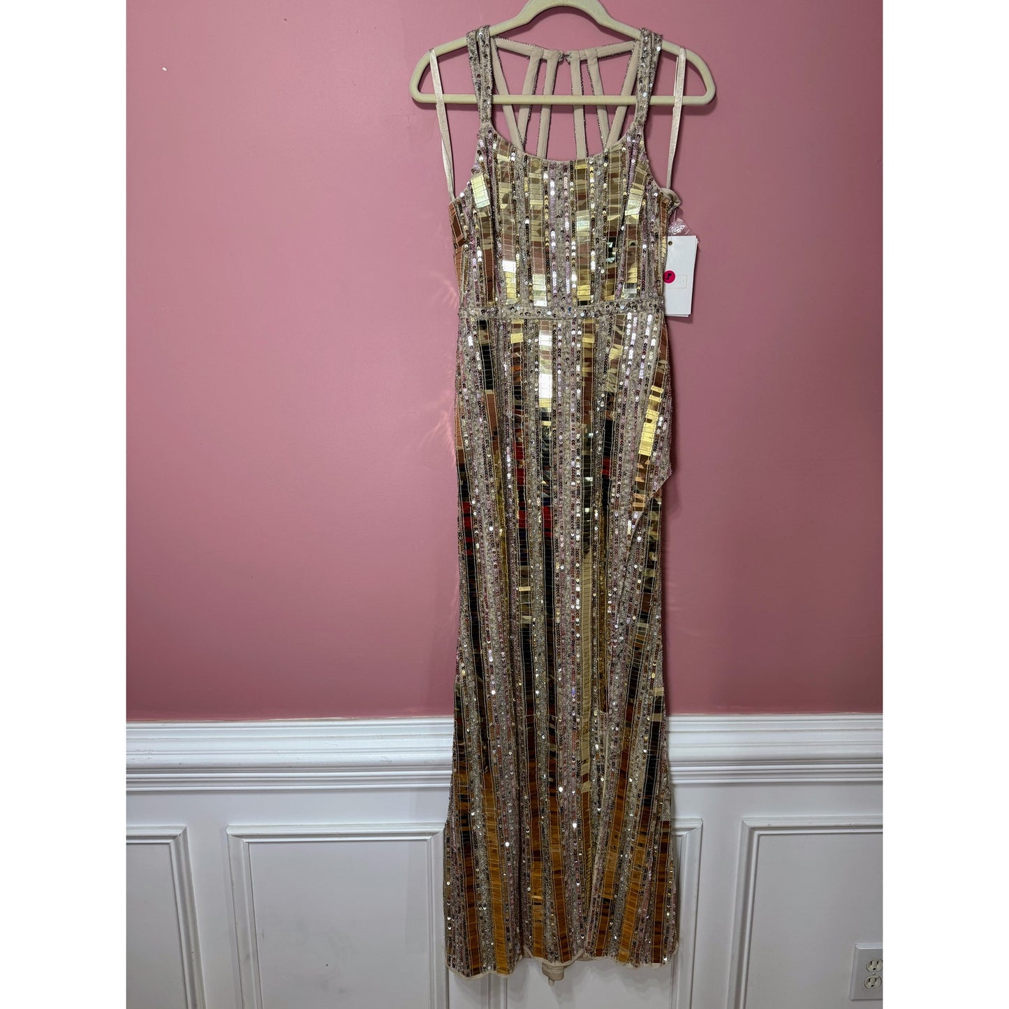 Mac Duggal Beaded Embellished Mirror Gown Size 6 STYLE 38391