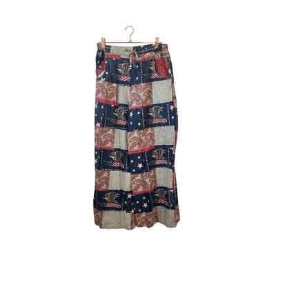 Jadea Gypsy Stars and Stripes Forever Eagle Patchwork Wide Leg Pants S/M