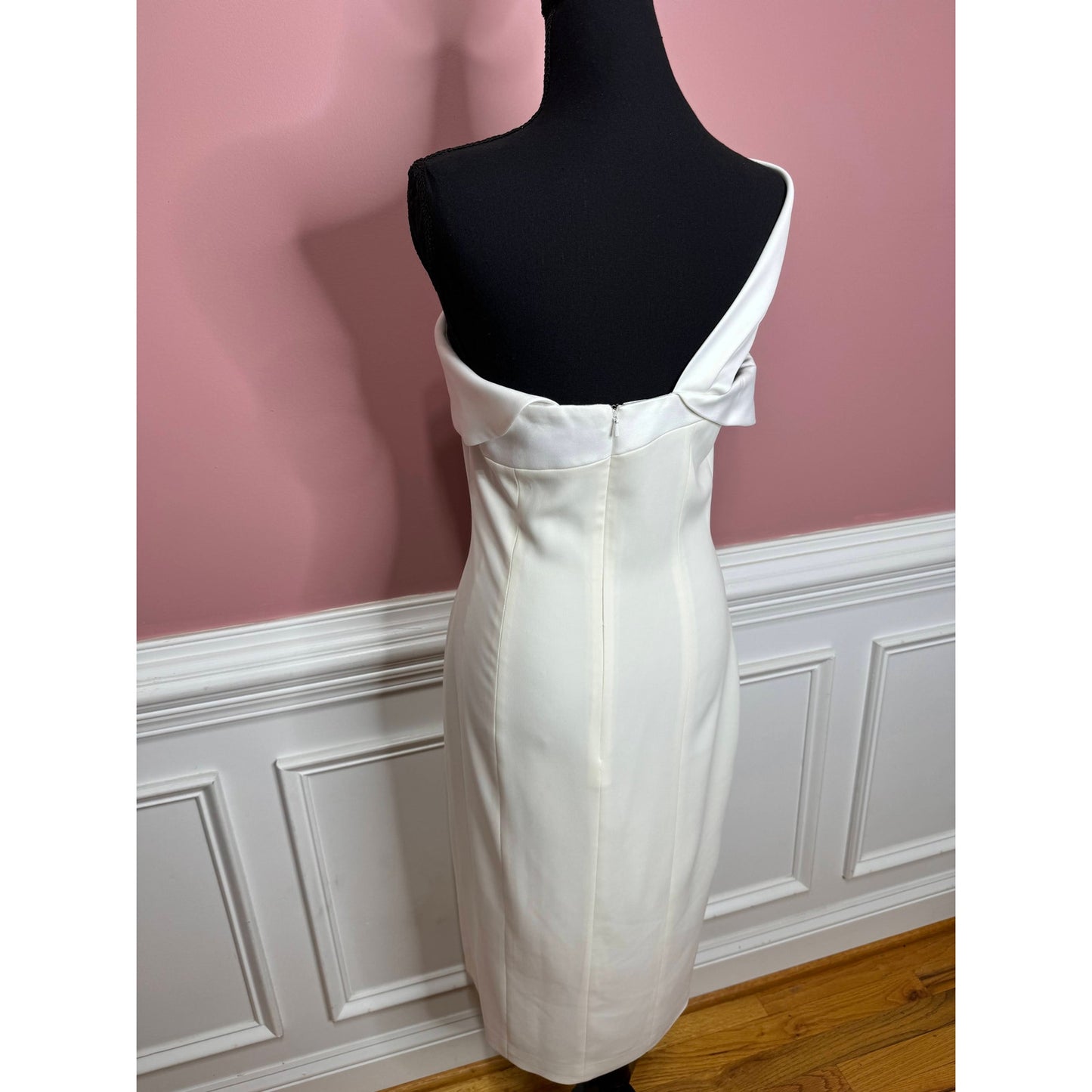 Jay Godfrey One Shoulder Midi Pencil Dress in White Size 6 Side Slit Wedding