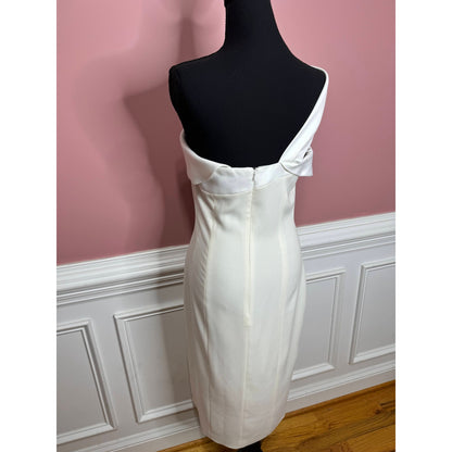 Jay Godfrey One Shoulder Midi Pencil Dress in White Size 6 Side Slit Wedding