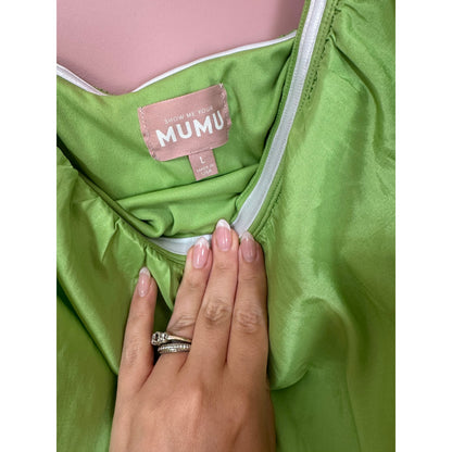 NEW Show Me Your Mumu Beverly Strapless Bubble Mini Dress in Green Size Large