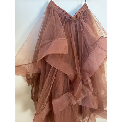 Jaded Gypsy Brown Tulle Ruffled Midi Skirt Boho Festival Fairycore