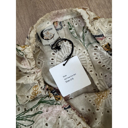 Jaded Gypsy Wild Flower Echo Skirt Embroidered Eyelet Lace Butterfly Midi OS