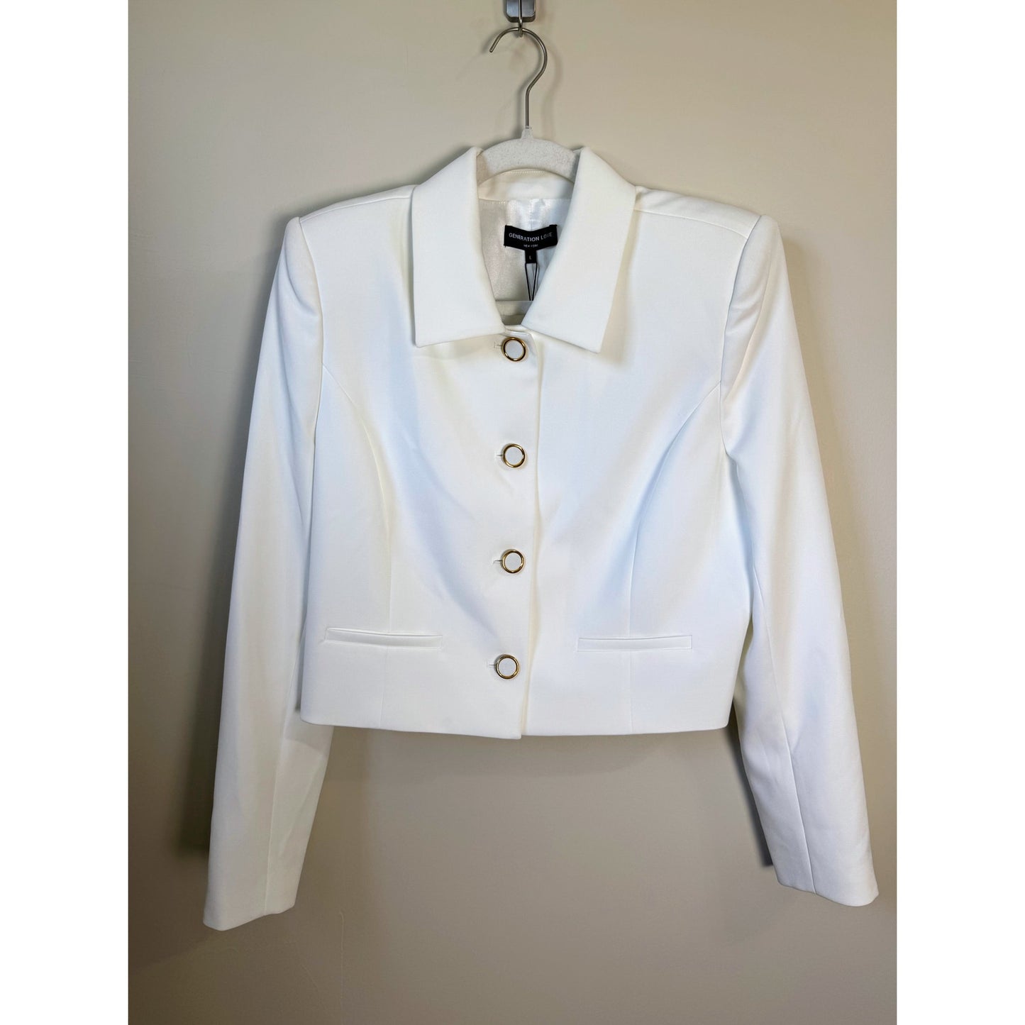 NEW NWT Generation Love Oliver Crepe Blazer White Size Large
