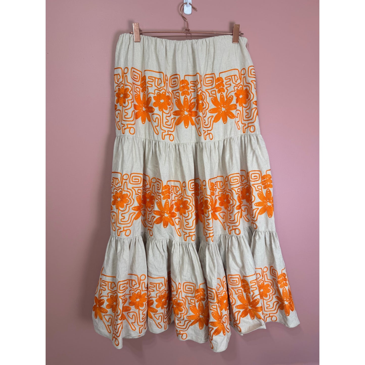 Maje Jin Embroidered Tiered Maxi Skirt Floral