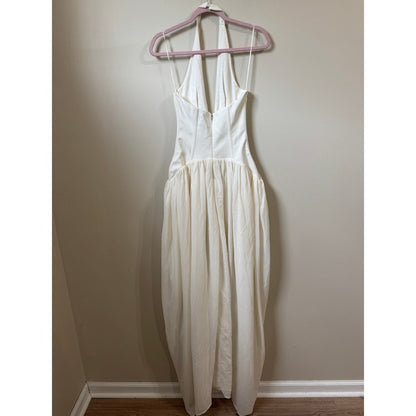 Heiress Beverly Hills White Corset Halter Maxi Dress Grecian Draped Gown