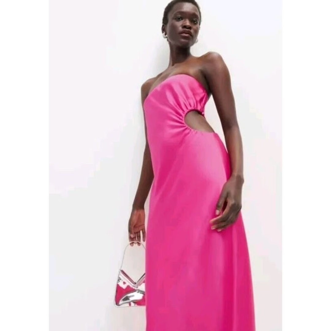 NEW NWT Reformation Naveah Dress in Flambe Pink Size XL