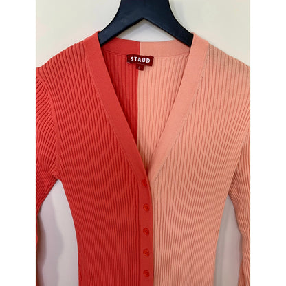 Staud Shoko Sweater Dress in Rosebud Colorblock Large Long Sleeve Ribbed Knit