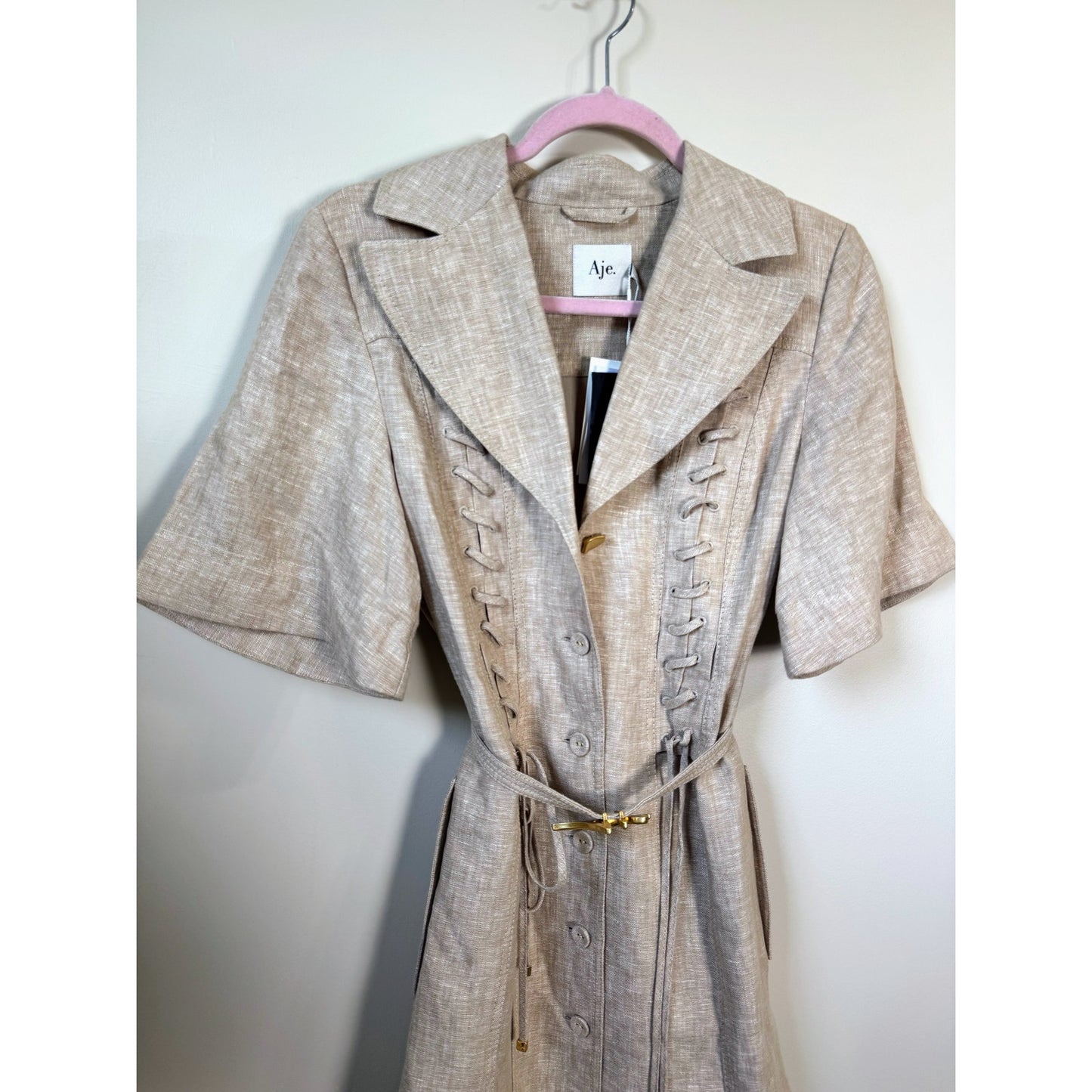 NEW NWT Aje. Morgan Mini Dress in Dune Beige US Size 2