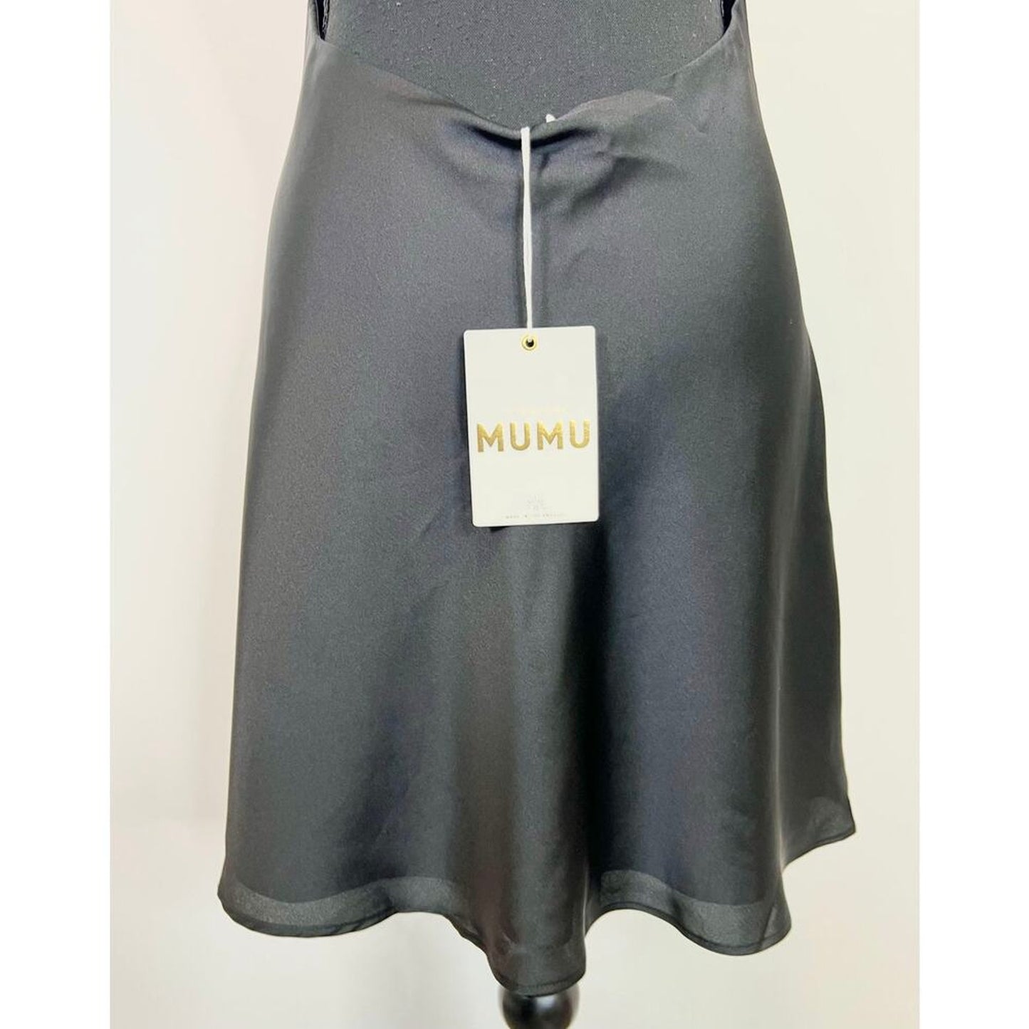 Show Me Your Mumu Jasmine Halter Dress in Black Large Mini Satin Party Gothic‎