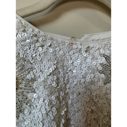 Show Me Your Mumu Sequin Celestial Sun Moon Crop Top White Silver Large Party