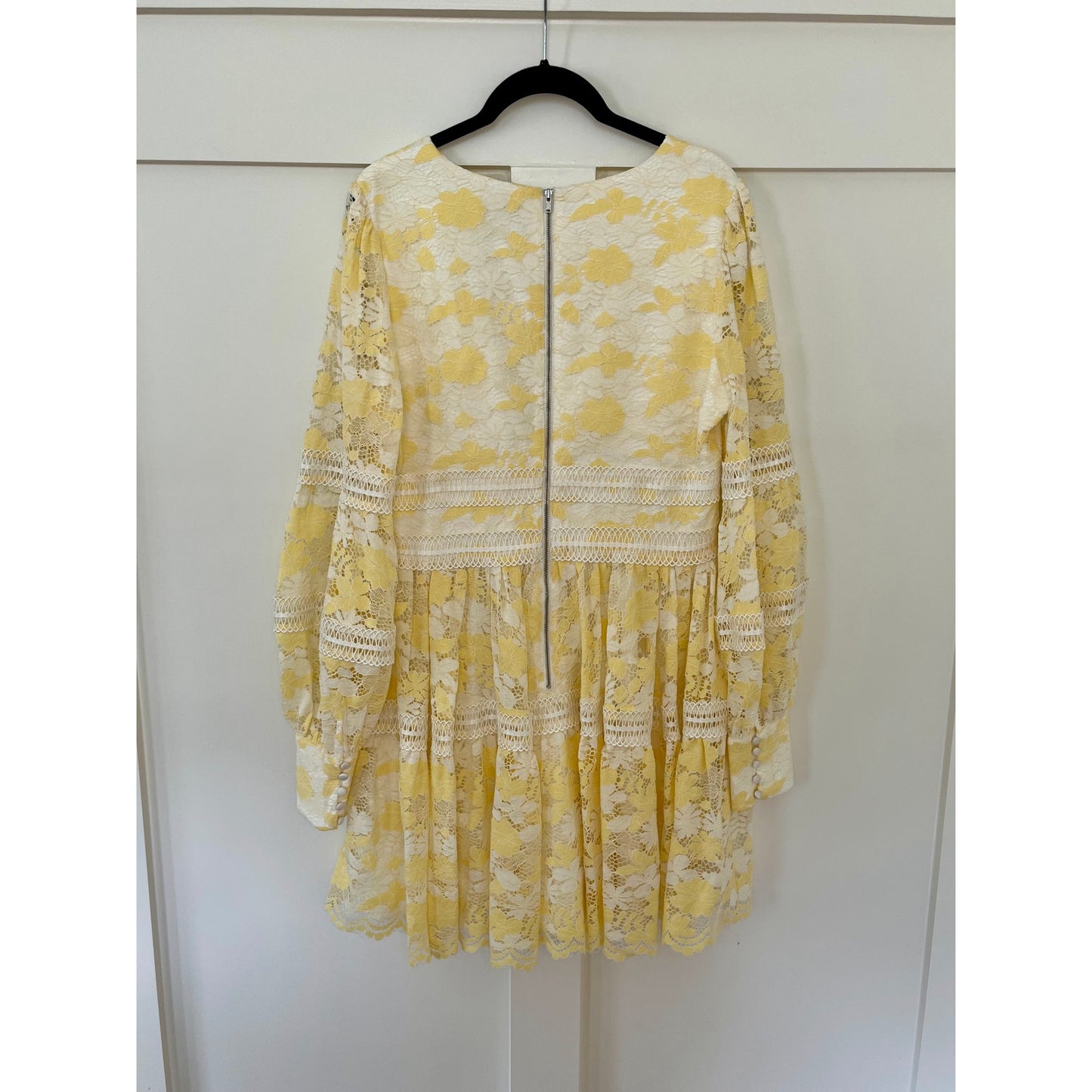 NEW Bardot Lace Venice Lace Yellow & White Mini Dress  Size XL