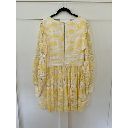 NEW Bardot Lace Venice Lace Yellow & White Mini Dress  Size XL