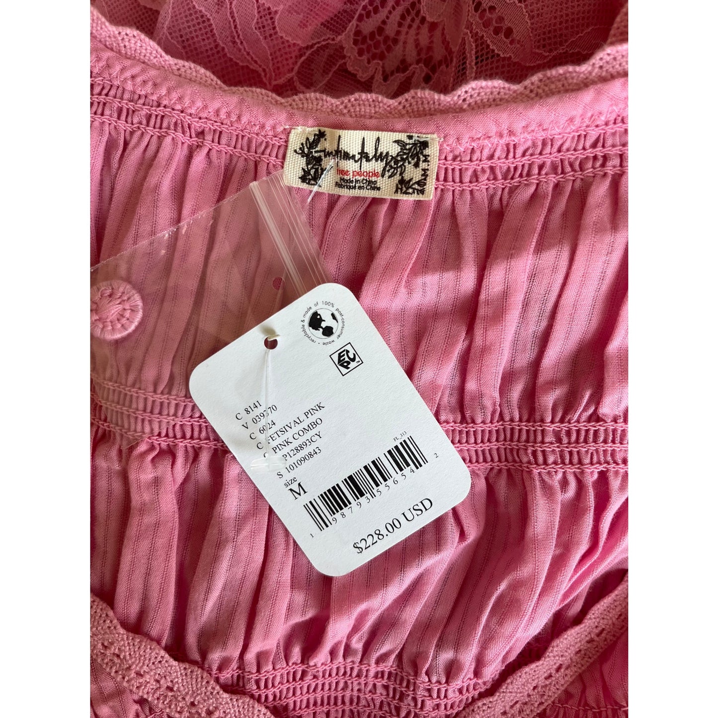 NEW NWT Free People Intimately Sweet Saloom Maxi Bodysuit Festival Pink Medium