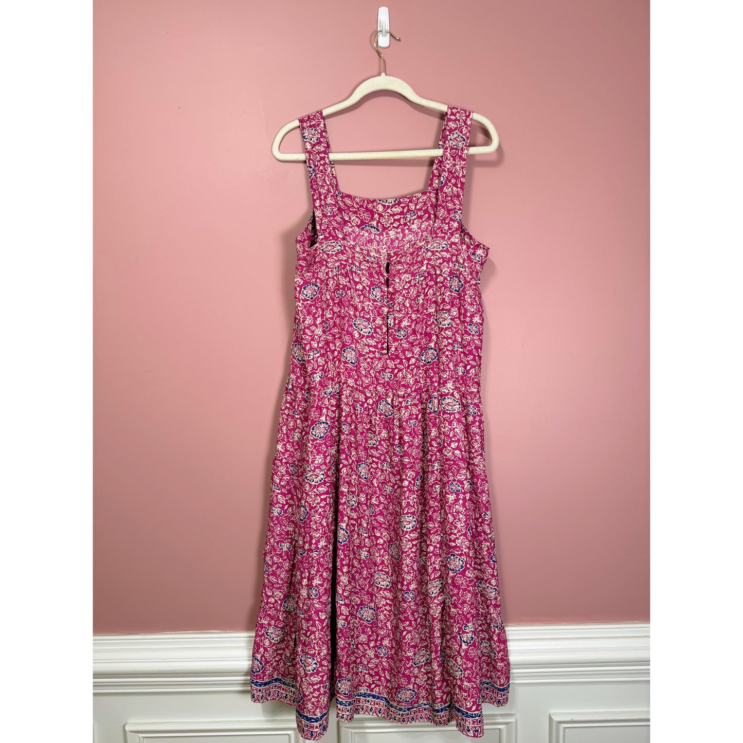 Natalie Martin Jasmine Silk Maxi Dress Pink Combo Size Large