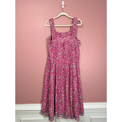 Natalie Martin Jasmine Silk Maxi Dress Pink Combo Size Large