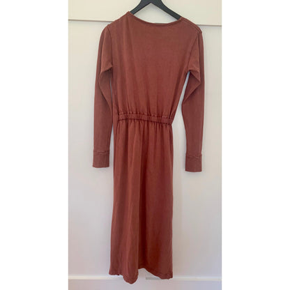 Free People Molly Side-Tie Midi Dress in Bittersweet Size XS Long Sleeve Cotton