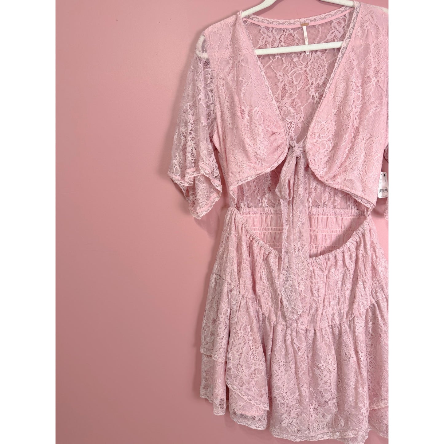 Free People LaLa Lace Mini Dress Blush Pink XS