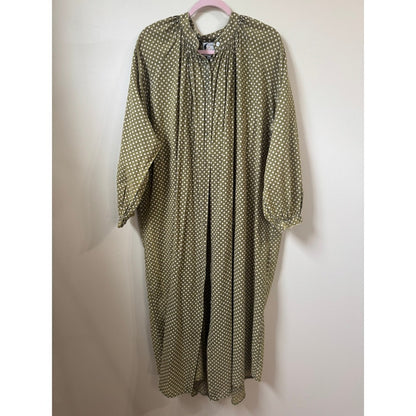 Jaded Gypsy Olive Green Polka Dot Button Down Midi Dress  Boho Lagenlook