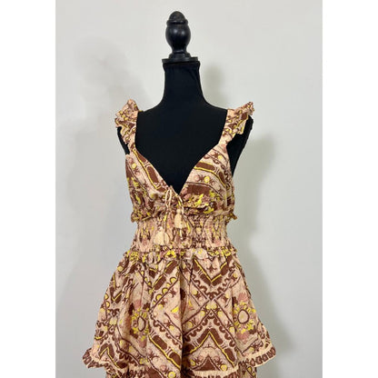 Cleobella Stella Ankle Dress in Multi Geo Print Medium Floral Layered Cotton‎