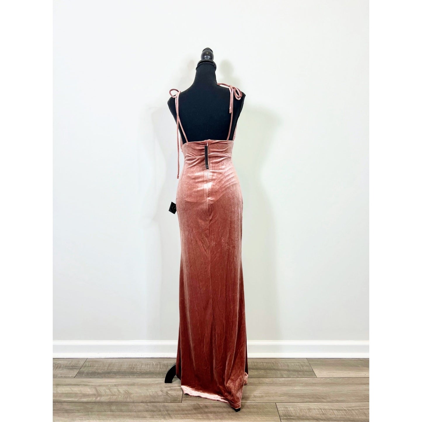 Lulus Radiance Mauve Maxi Dress Small Velvet Tie Strap Side Slit Party Cocktail
