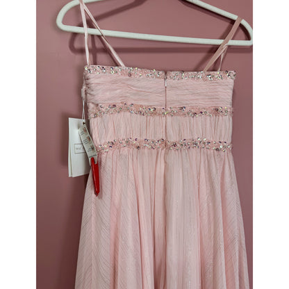 NEW NWT Mac Duggal Beaded Ruffle High Low Gown SYLE 68096 Size 2 in Pink
