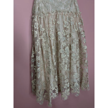 Free People All That Glitters Mini Dress Cream Size XS Babydoll Sleeveless Lined