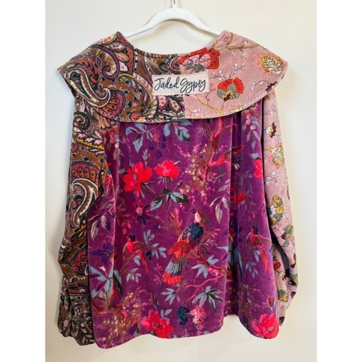 Jaded Gypsy Patchwork Paisley Floral Velvet Jacket Boho Festival