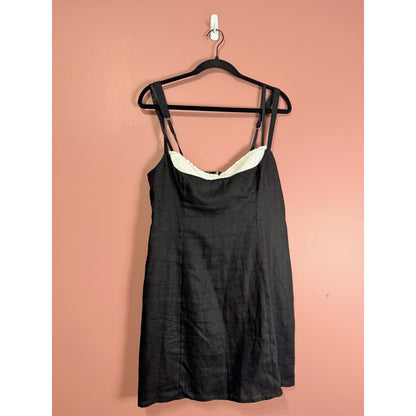 Reformation Lovella Linen Dress in Black Size 10