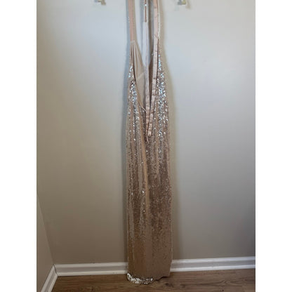 Show Me Your Mumu Sequin Maxi Dress Champagne Gold Halter Slit Gown Small