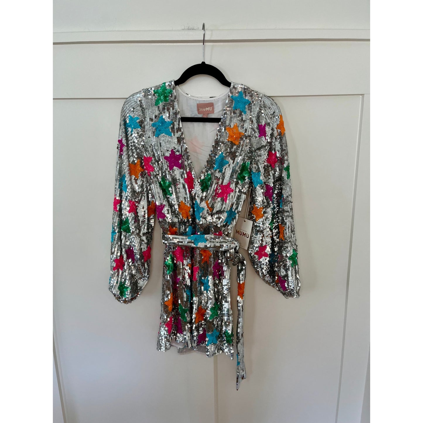 NEW NWT Show Me Your Mumu Wear Me Out Dress Rainbow Star Sequins Size XS