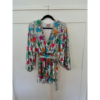 NEW NWT Show Me Your Mumu Wear Me Out Dress Rainbow Star Sequins Size XS