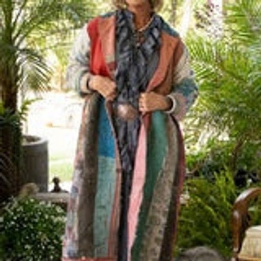 Jaded Gypsy Kantha Boho Patchwork Long Duster Coat Jacket One Size