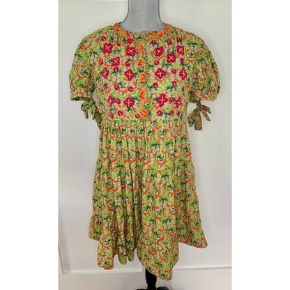 Anthropologie Roopa Pemmaraju Auretta Beaded Embroidered Mini Dress Small Cotton