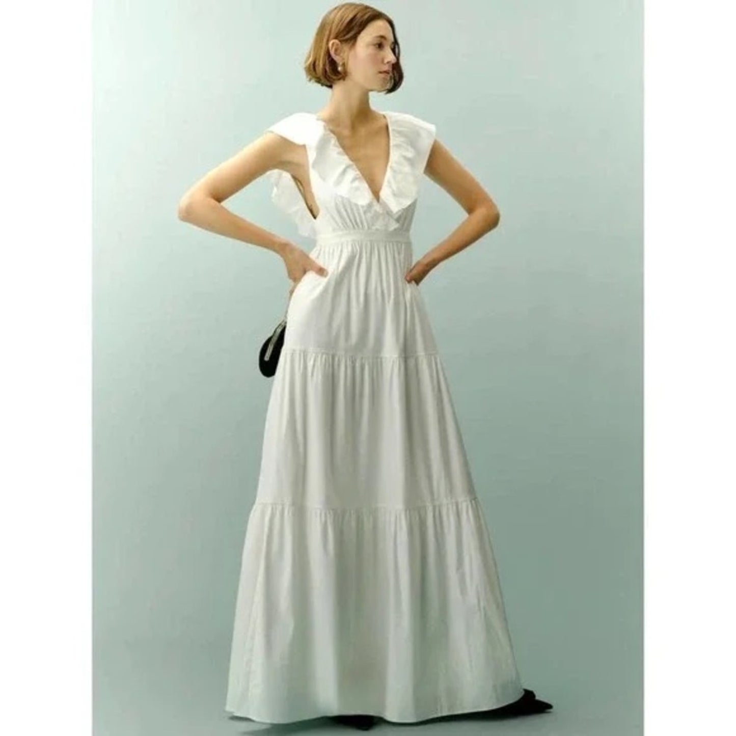 Reformation Fairfield Maxi‎ Dress in White Size 10 Sleeveless V-Neck Stretch