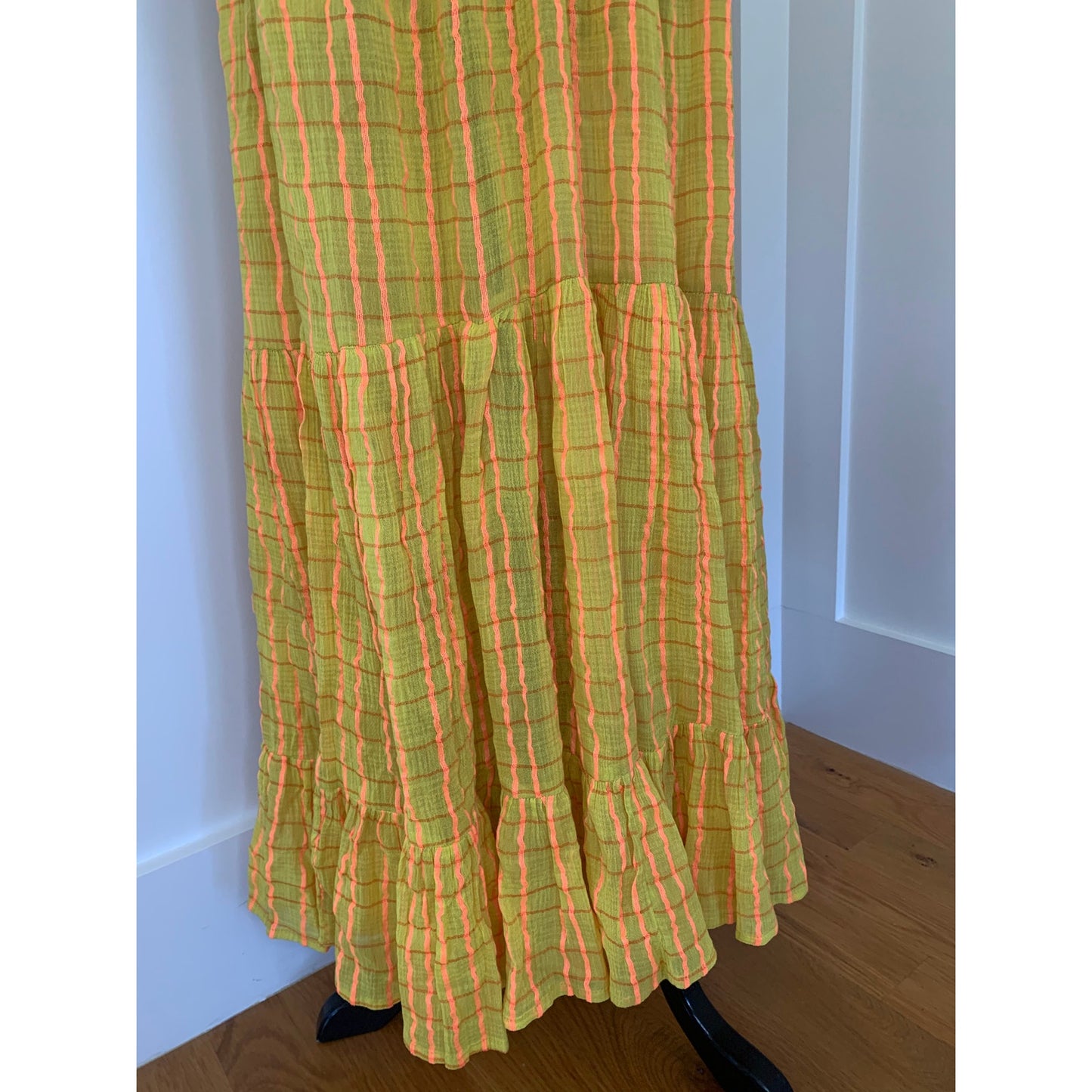 Free People Marigold Maxi Dress in Turmeric Combo Small Sleeveless Boho Cotton