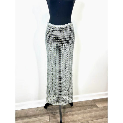 Free‎ People Bali Siren Song Crochet Skirt/Beach Coverup in Slate Small Pull-On