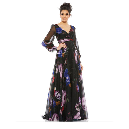 NEW NWT Mac Duggal Bishop Sleeve Floral Print Dress  STYLE 67872 Size 2